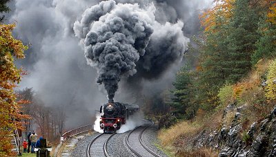 Dampflok an der Schiefen Ebene