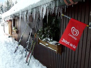 Kostenloses "Speiseeis" an der Dachrinne